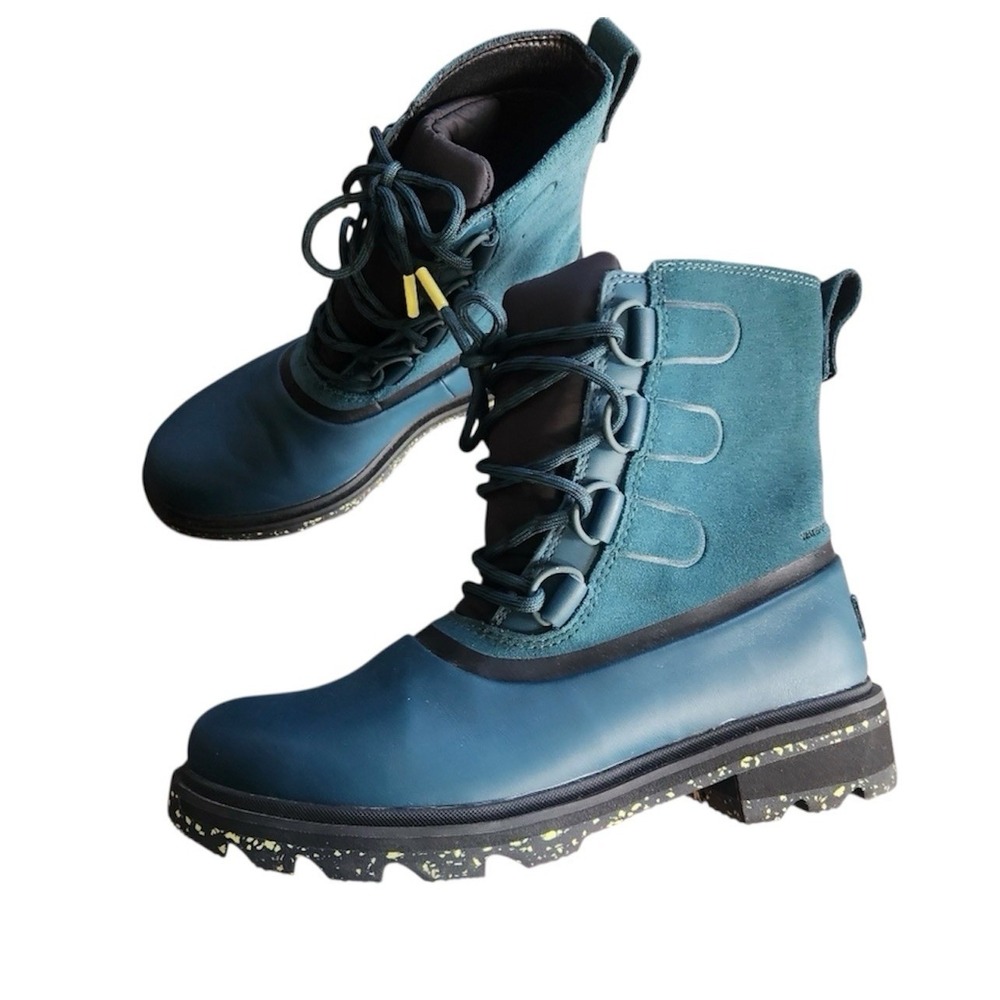 Women's Sorel Lennox Street Waterproof Lace-Up Hiking Boots Teal Blue Gorpcore 8